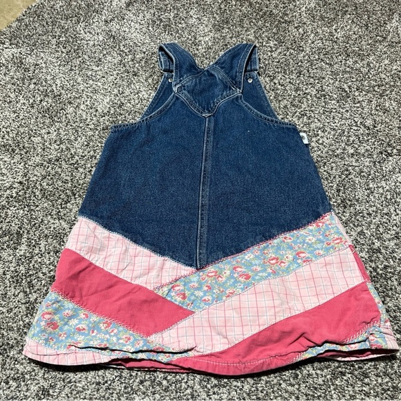 Vintage Girls 7 Xxl Gymboree Denim Overall Bib Dress patchwork Bandana Y2K - Picture 8 of 8